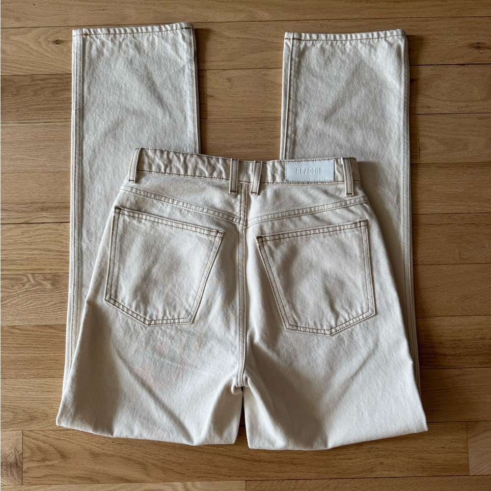 Re/Done 70s Cigarette High Rise Straight Rigid Jeans Rinsed Birch - Picture 2 of 5